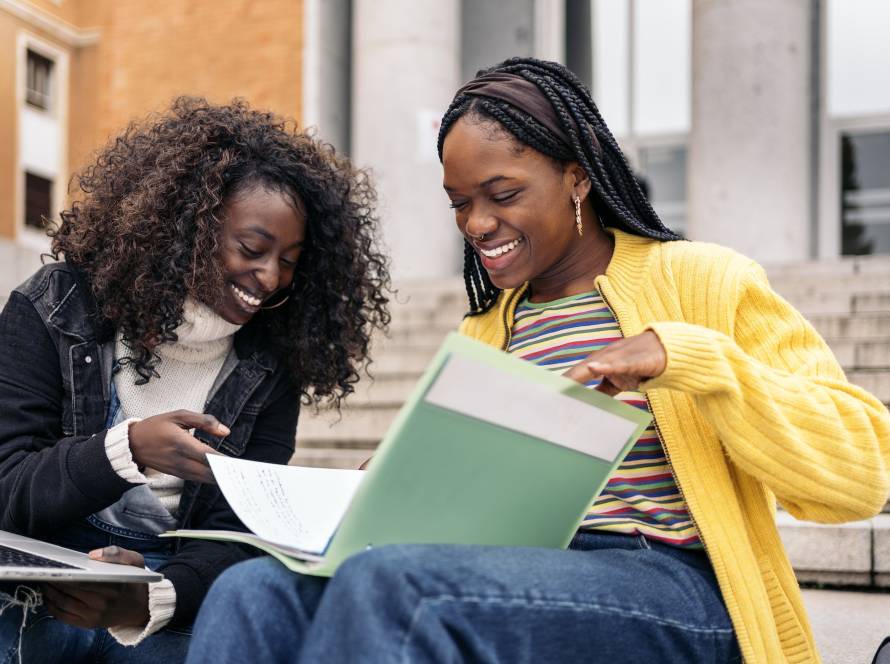 Happy Female College Students