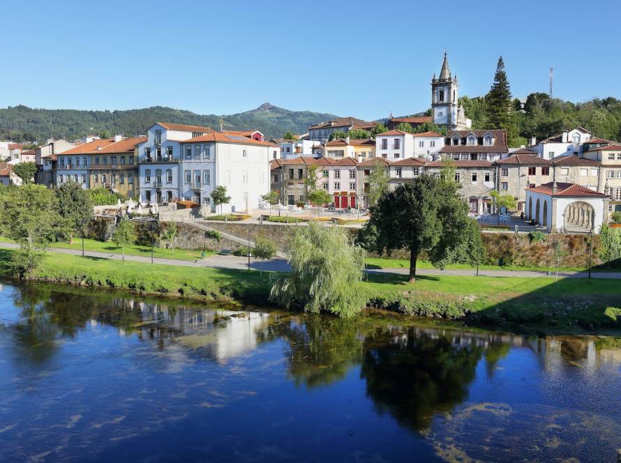 Portugal Minho Region "Ponte da Barca" town and the Lima River, Portugal