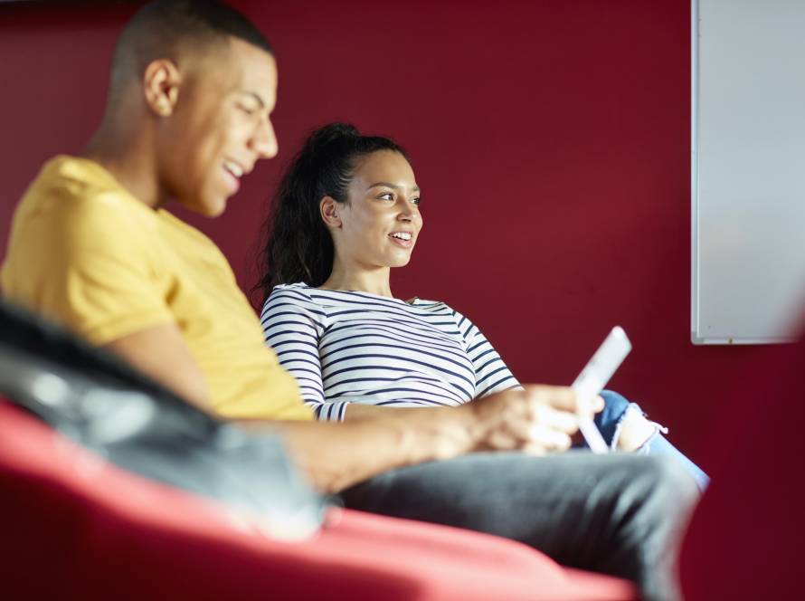 University students relaxing